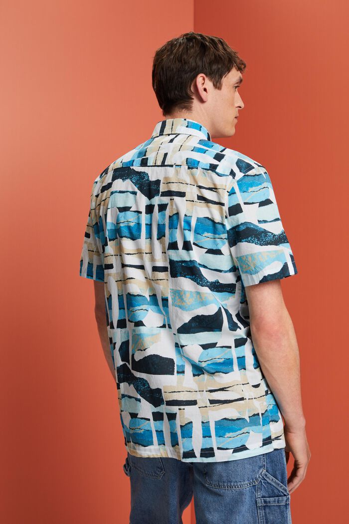 Mønstret skjorte med korte ærmer, 100 % bomuld, WHITE, detail image number 3