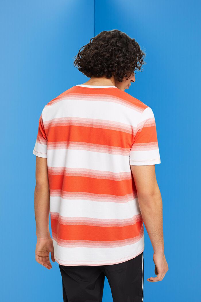 Stribet T-shirt i piqué-bomuld, ORANGE RED, detail image number 3
