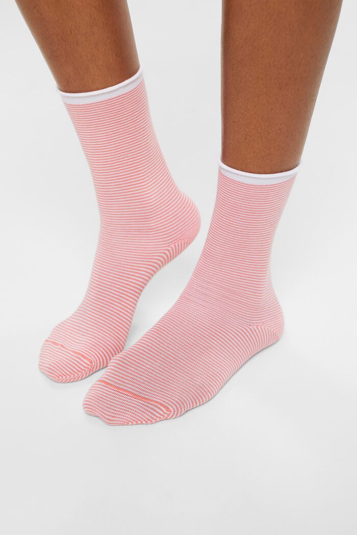 Stribede sokker med rullekant, økologisk bomuld, ROSE/PINK, detail image number 2