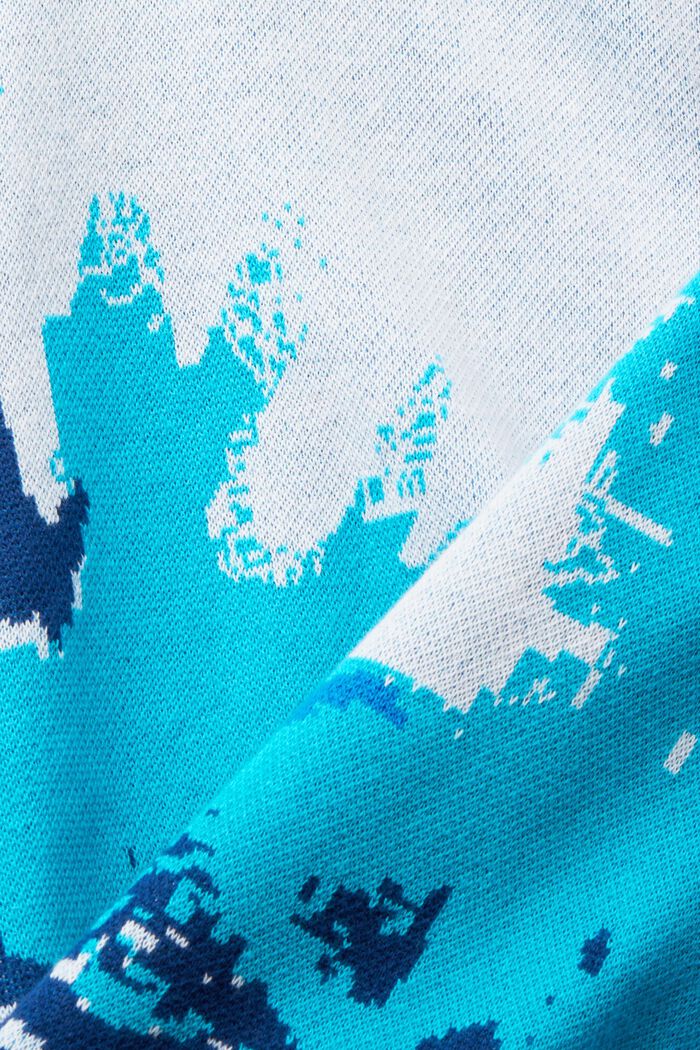 Pullover med lynlås i halv længde og bølgemønster, BLUE, detail image number 5