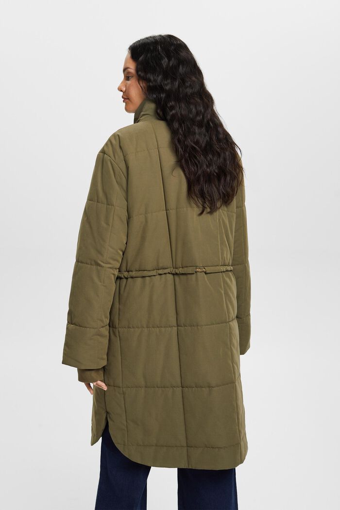 Genanvendt: Quiltet frakke med inderside i fleece, KHAKI GREEN, detail image number 3