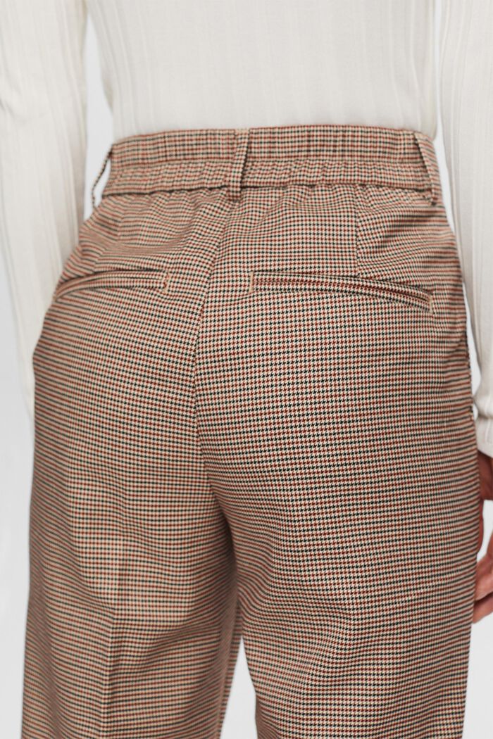 Bukser med hanefjedsmønster, vide ben og høj talje, SAND, detail image number 4