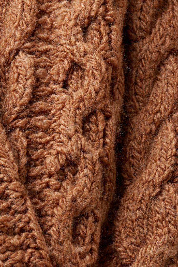 Kabelstrikket sweater i uldmiks, CARAMEL, detail image number 5