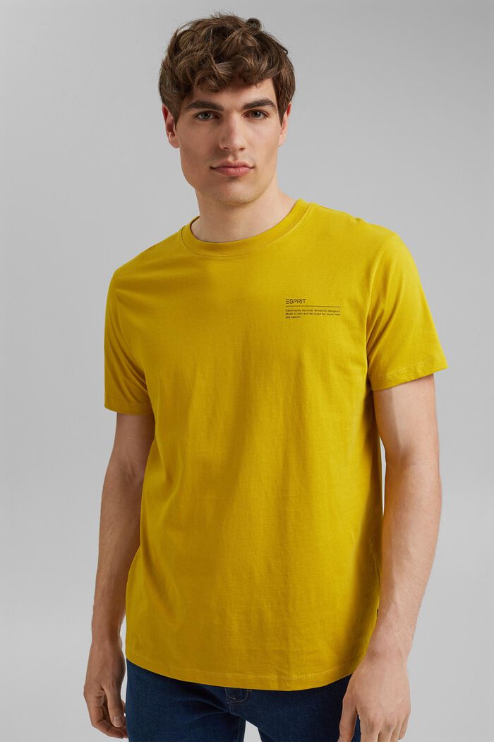 T-shirt i jersey med print, 100% økologisk bomuld, YELLOW, detail image number 0