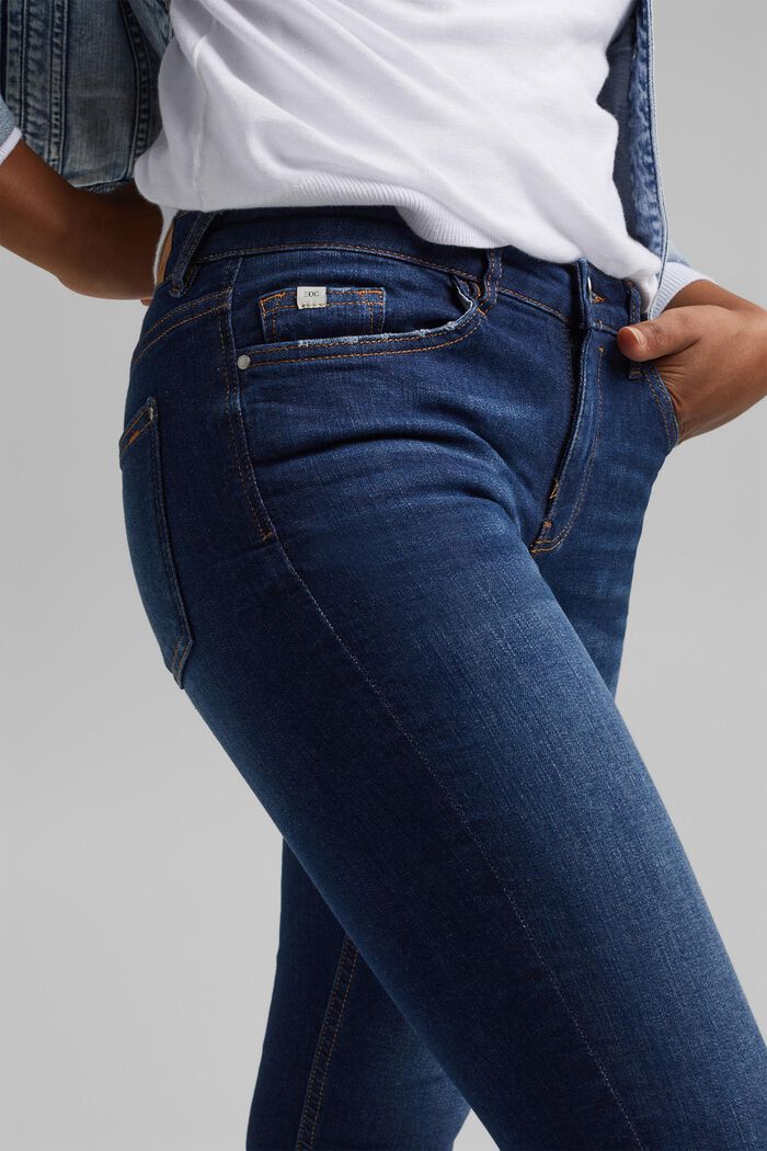 Capri-jeans af økologisk bomuld, BLUE DARK WASHED, detail image number 2