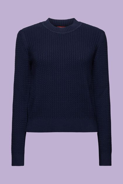 Sweater i struktureret strik med rund hals