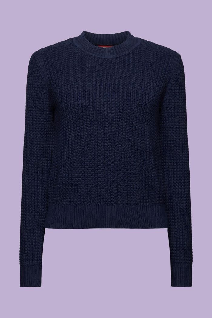 Sweater i struktureret strik med rund hals, NAVY, detail image number 5