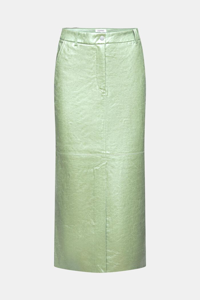 Midi-nederdel med metallic belægning, LIGHT AQUA GREEN, detail image number 7