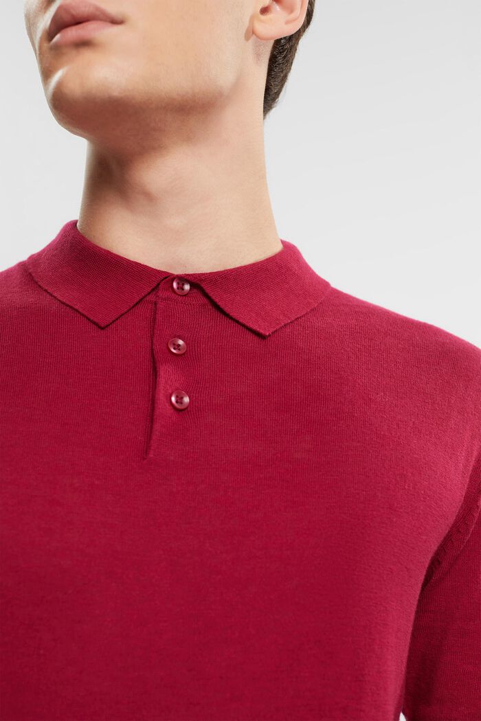 Med TENCEL™: langærmet poloskjorte, CHERRY RED, detail image number 0