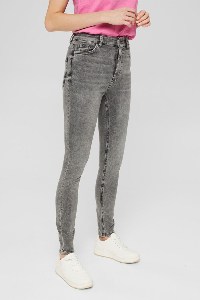 Stretchjeans med washed out-look, GREY MEDIUM WASHED, overview