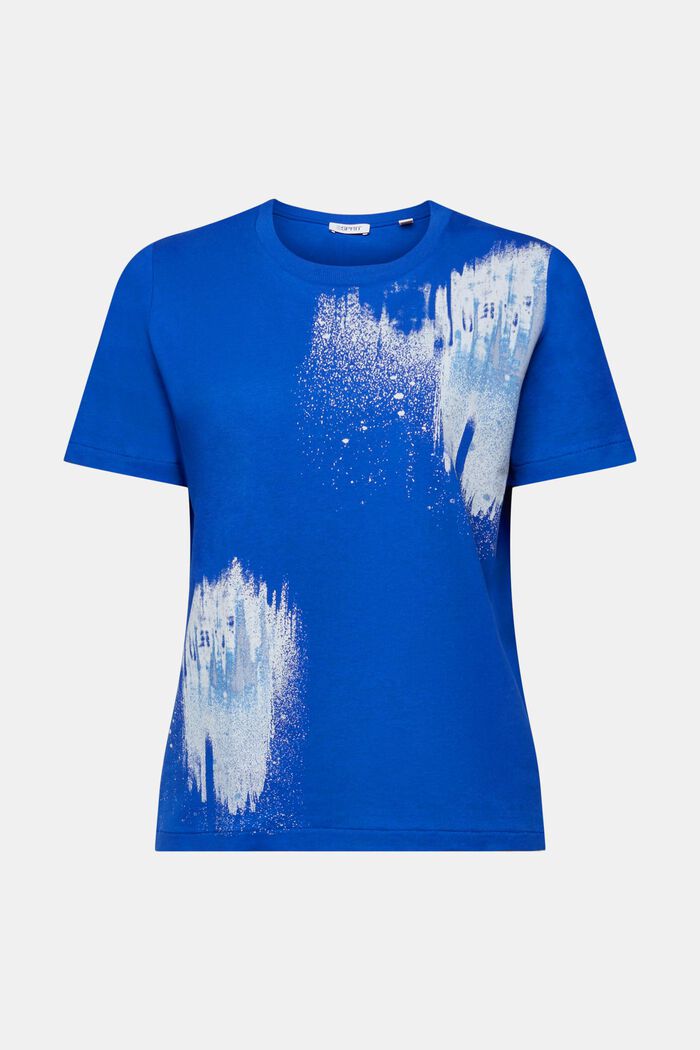 Bomulds-T-shirt med grafisk print, BRIGHT BLUE, detail image number 6