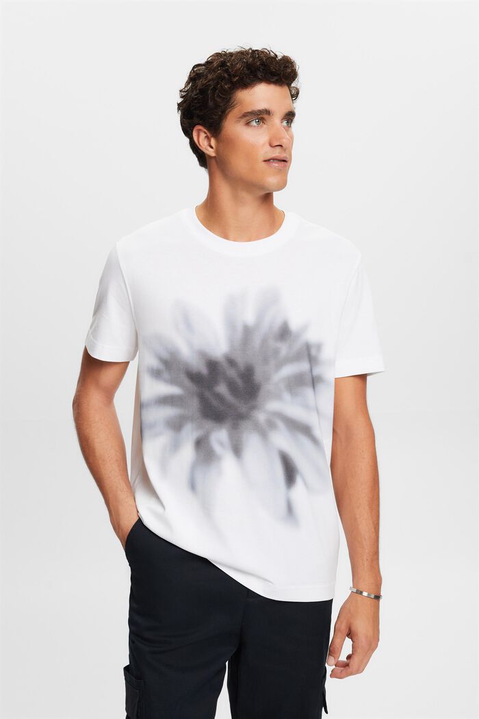 T-shirt i pimabomuld med print, WHITE, detail image number 1