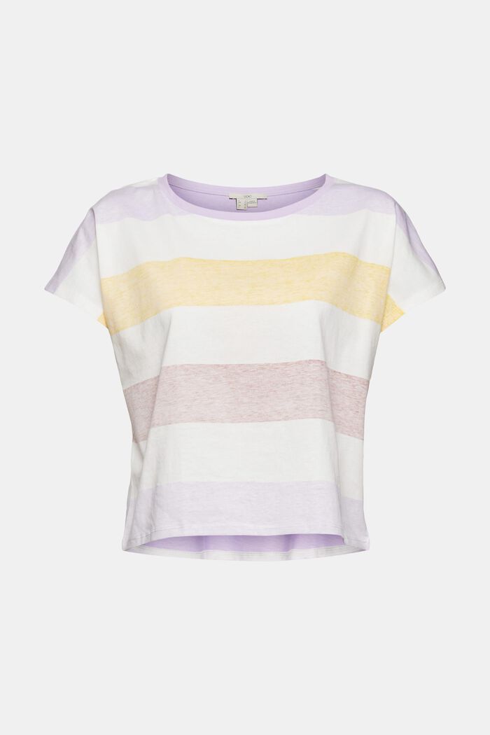 T-shirt med forvasket, stribet mønster, LAVENDER, overview