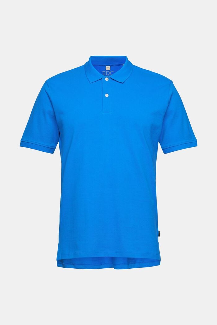 Poloshirt af bomuld, BRIGHT BLUE, overview