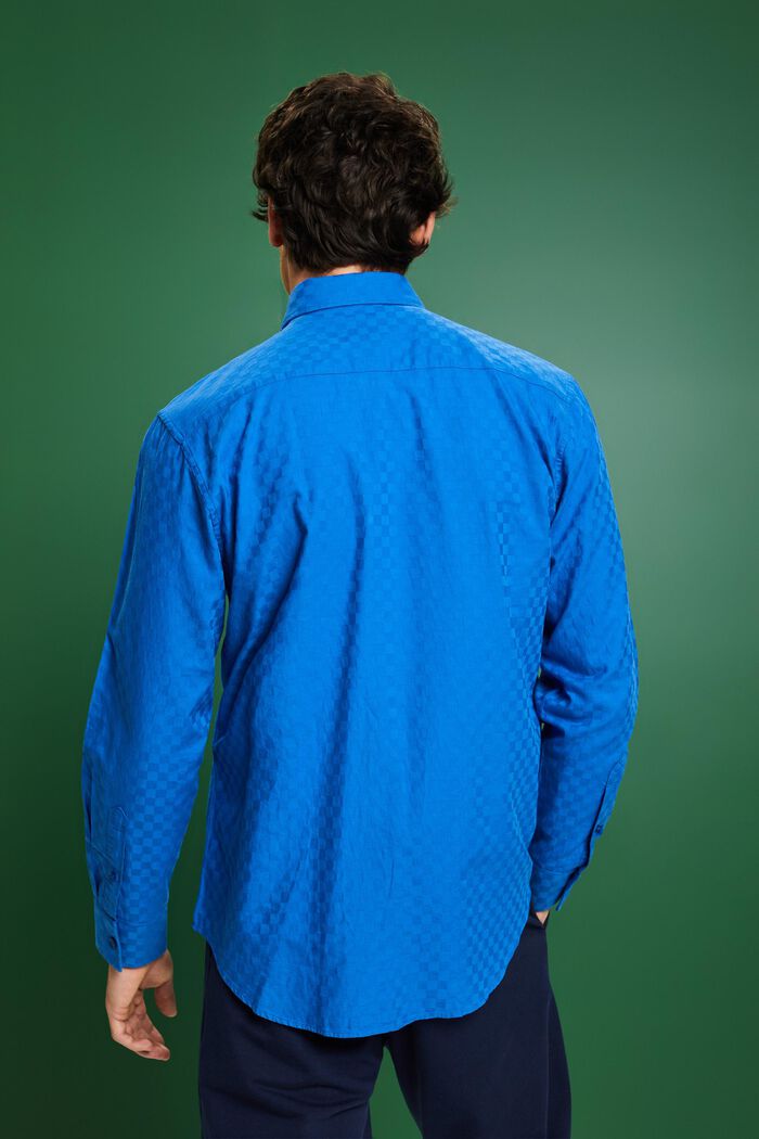 Jacquard-skjorte i bomuld, BRIGHT BLUE, detail image number 3