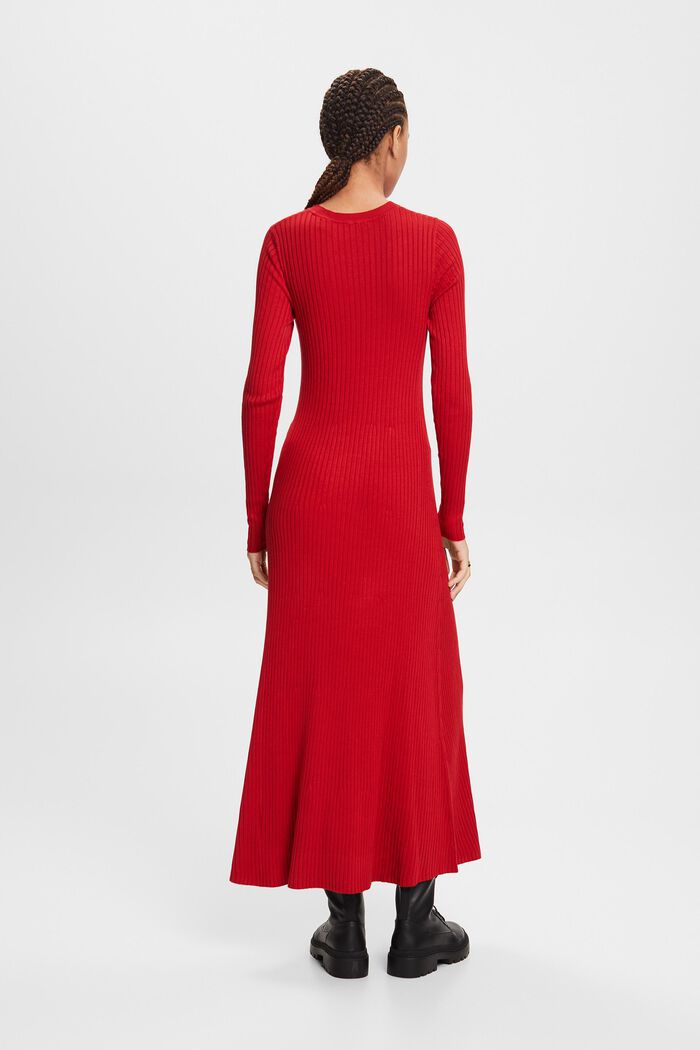 Maxi-kjole i ribstrik, DARK RED, detail image number 5