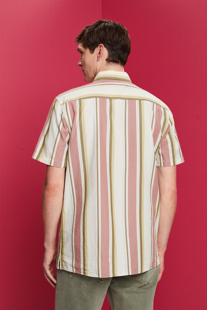 Mønstret skjorte med korte ærmer, 100 % bomuld, DARK OLD PINK, detail image number 3