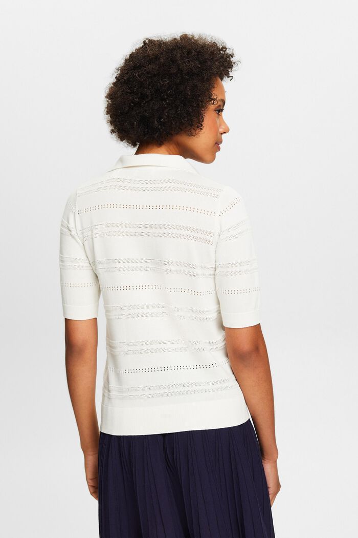 Strikket sweater med korte ærmer, OFF WHITE, detail image number 2