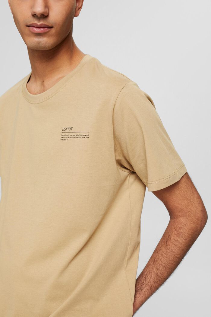 T-shirt i jersey med print, 100% økologisk bomuld, BEIGE, detail image number 1