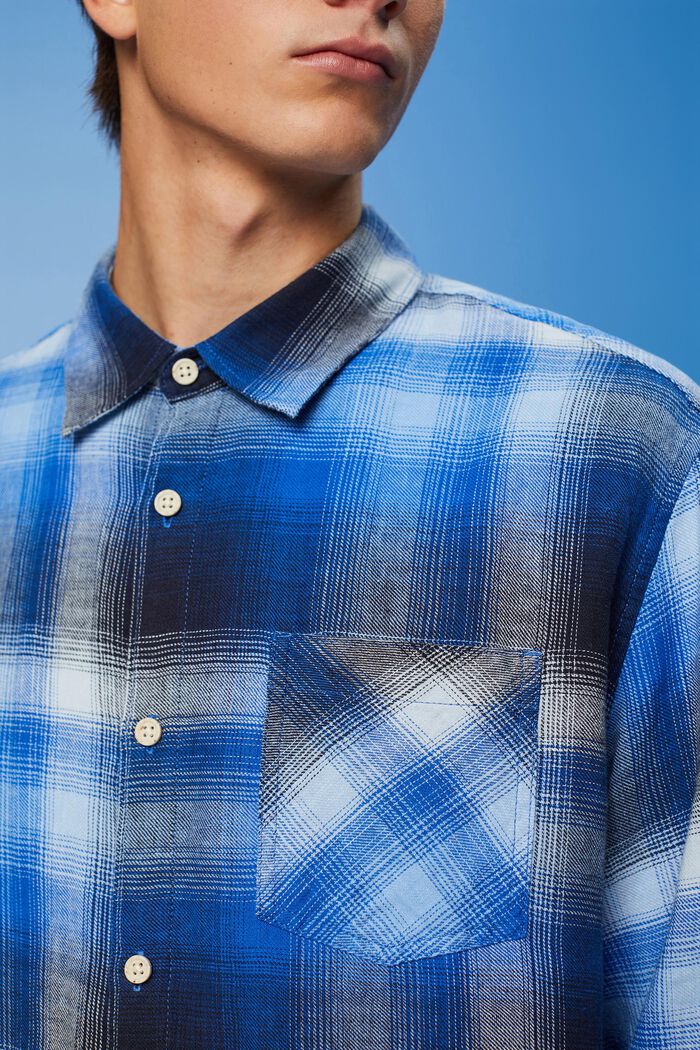 Skotskternet skjorte i bomulds- og hampmiks, BLUE, detail image number 2