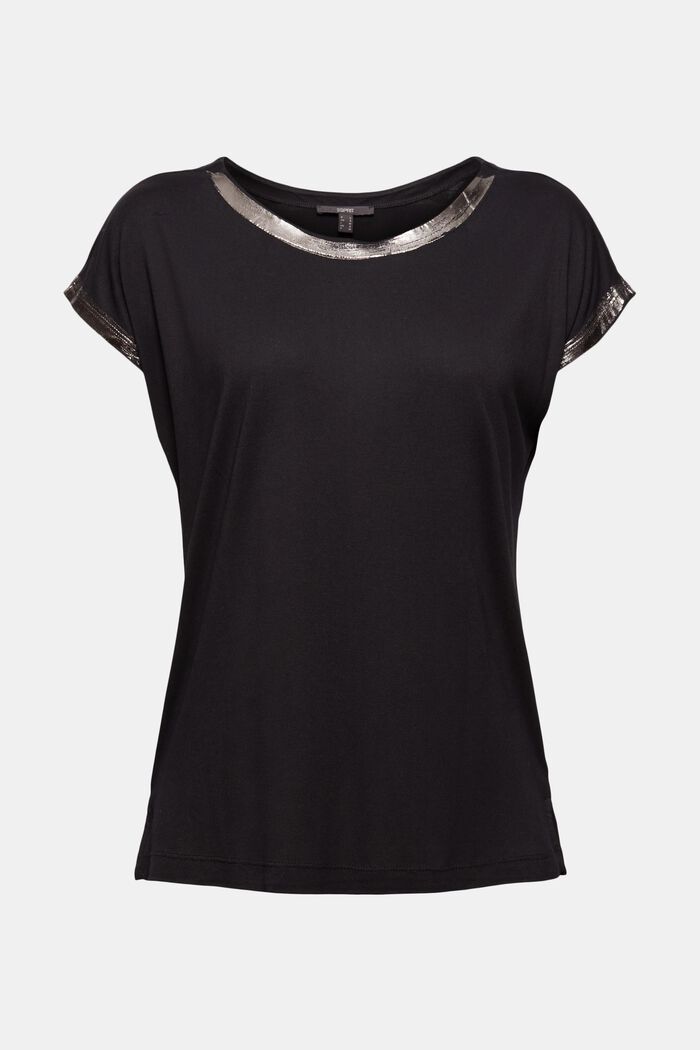 T-Shirt med metallisk effekt, i LENZING™ ECOVERO™, BLACK, detail image number 2