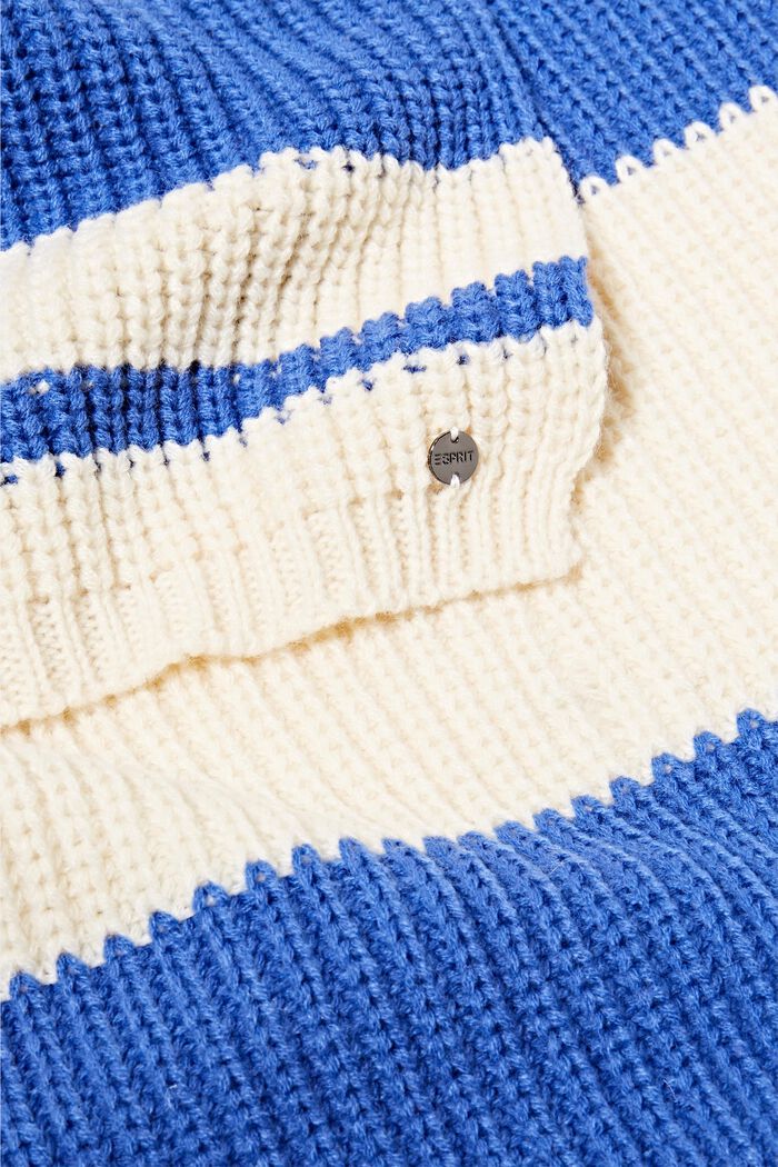 Stribet tørklæde i uldmiks, BRIGHT BLUE, detail image number 1