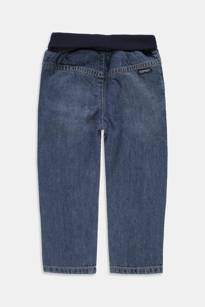 Jeans med riblinning, 100% økologisk bomuld, BLUE MEDIUM WASHED, detail image number 1