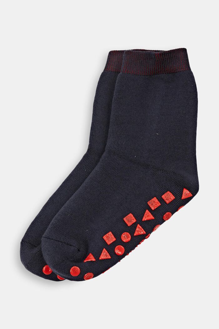Skridhæmmende sokker i økologisk bomuldsblanding, MARINE, detail image number 1