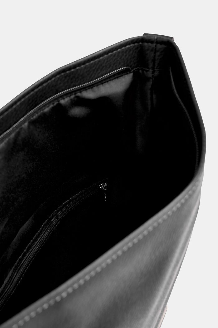 Skuldertaske i kunstlæder med flapover, BLACK, detail image number 3