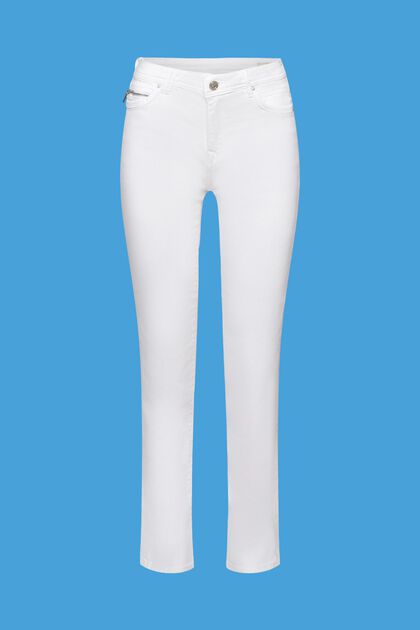 Jeans med lynlåsdetalje, WHITE, overview