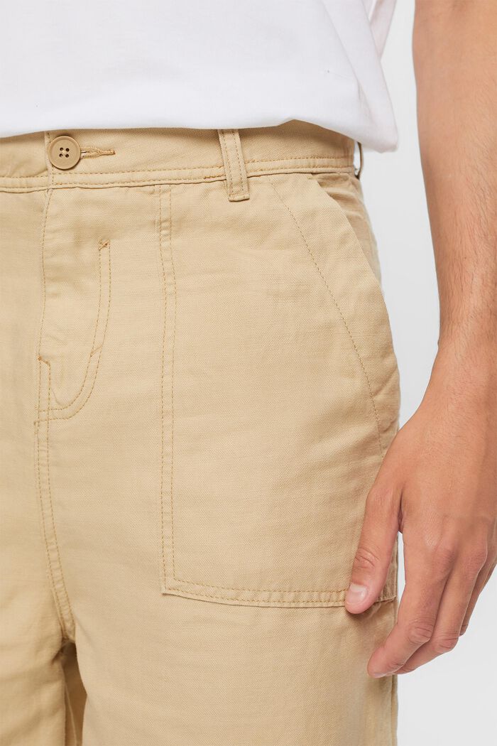 Bermuda-shorts, bomuld/hør-blanding, SAND, detail image number 2
