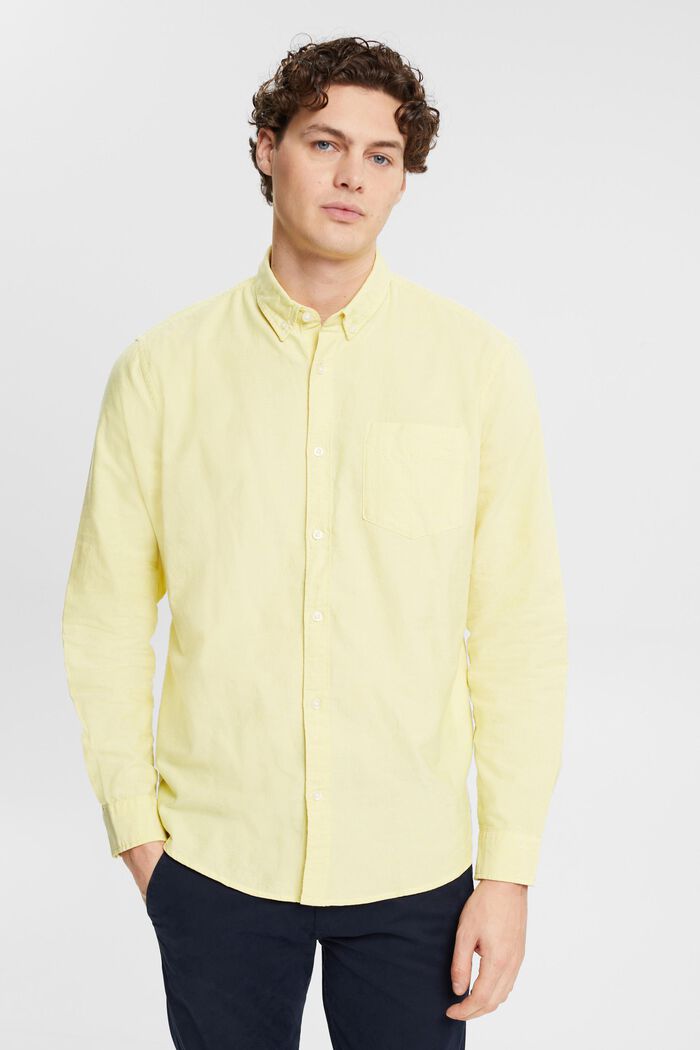 Skjorte med button down-krave, BRIGHT YELLOW, detail image number 0