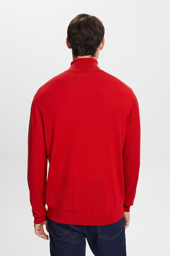 Rullekravesweater i merinould, DARK RED, detail image number 4