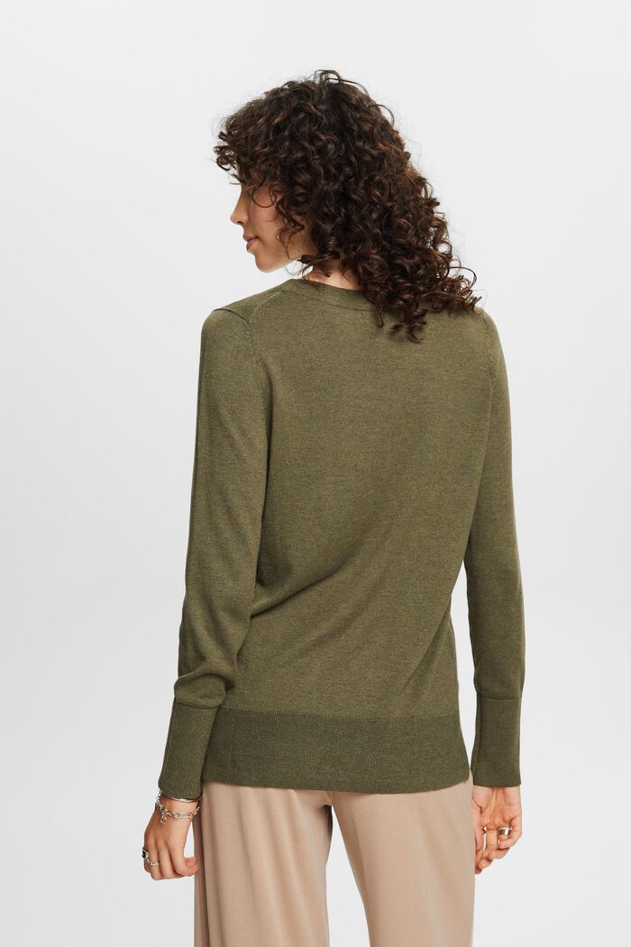 Sweater med V-hals, KHAKI GREEN, detail image number 3