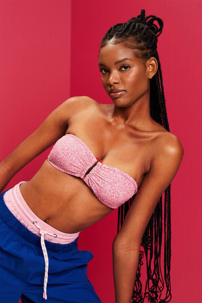 Polstret bandeau-bikinitop med print, PINK, detail image number 3