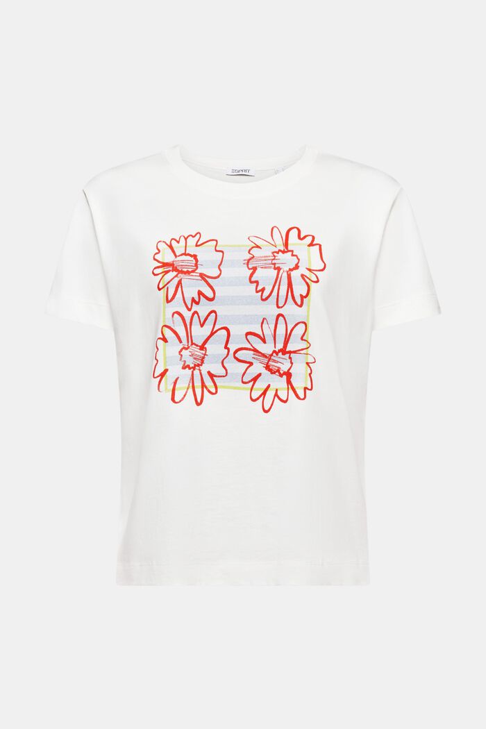 Bomulds-T-shirt med print, OFF WHITE, detail image number 6