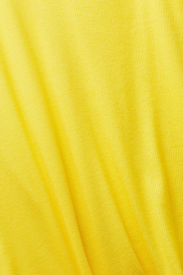 Ribbet T-shirt med V-hals, YELLOW, detail image number 5