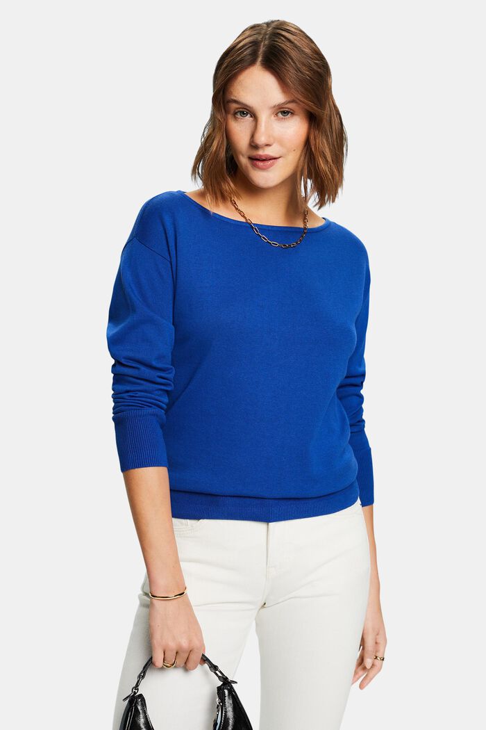 Sweater med bådudskæring, BRIGHT BLUE, detail image number 0