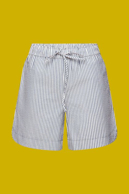 Seersucker-shorts med striber, 100 % bomuld