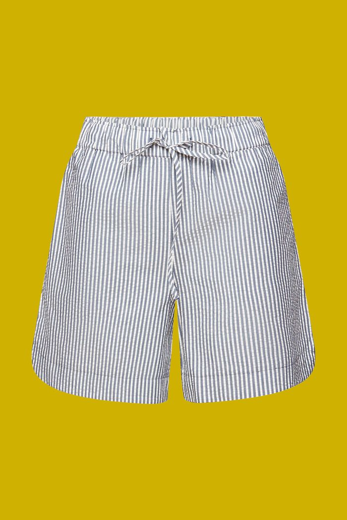 Seersucker-shorts med striber, 100 % bomuld, NAVY, detail image number 7