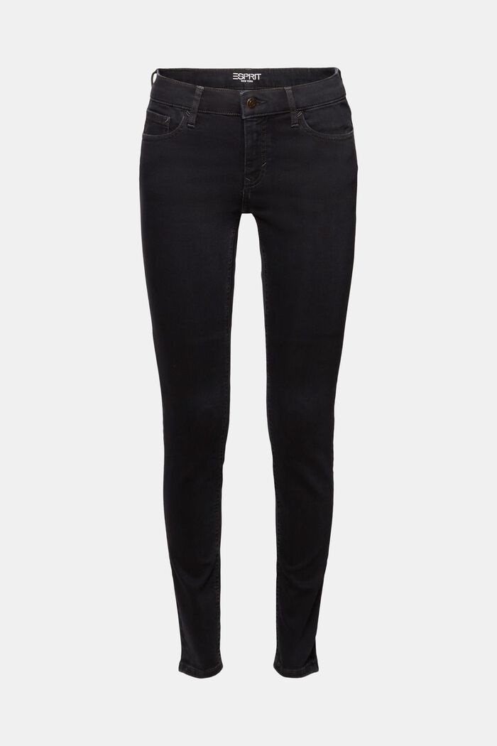 Genanvendt: skinny jeans med mellemhøj talje, BLACK DARK WASHED, detail image number 7