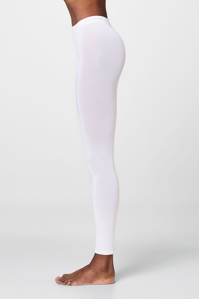 Uigennemsigtige leggings, bomuldsblanding, WHITE, detail image number 3