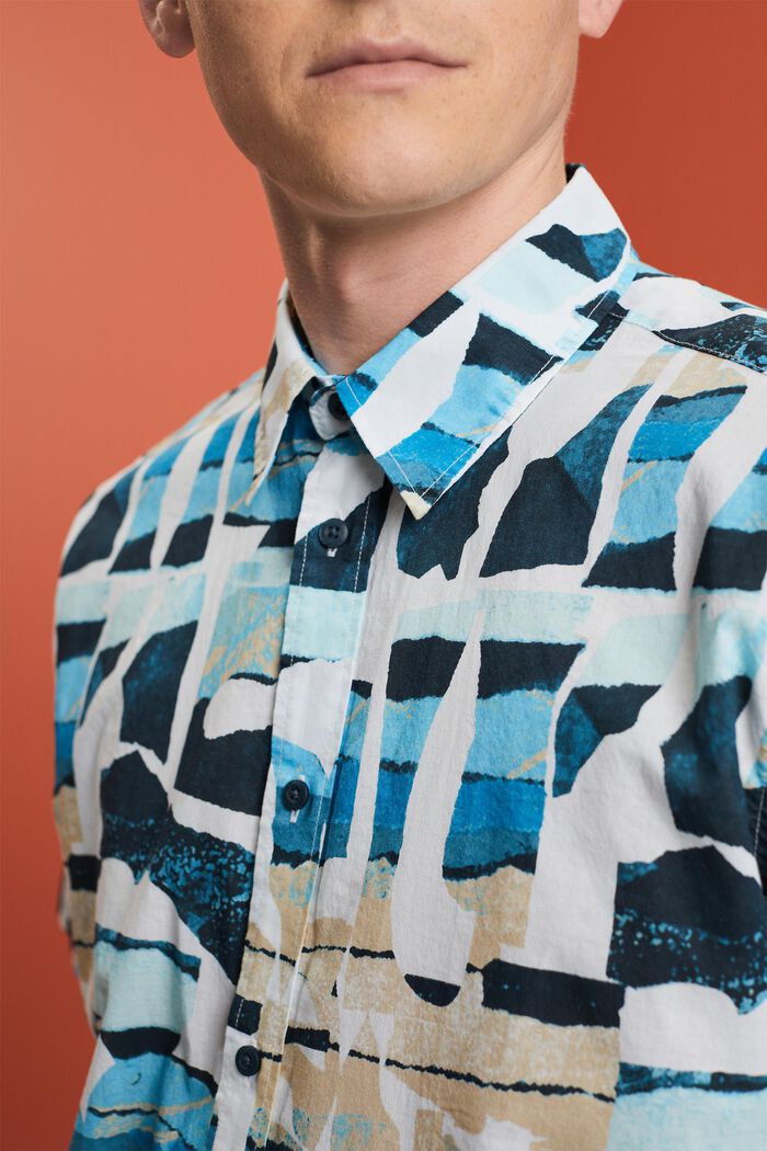 Mønstret skjorte med korte ærmer, 100 % bomuld, WHITE, detail image number 2