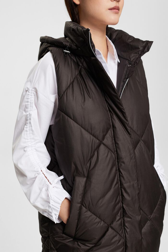 Lang quiltet vest, BLACK, detail image number 0