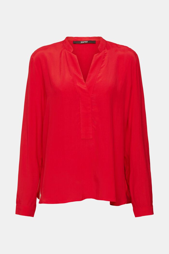 Bluse med V-hals, LENZING™ ECOVERO™, DARK RED, detail image number 2