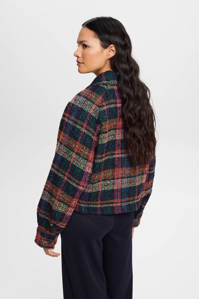 Skotskternet tweedjakke med uld, BLACK, detail image number 3