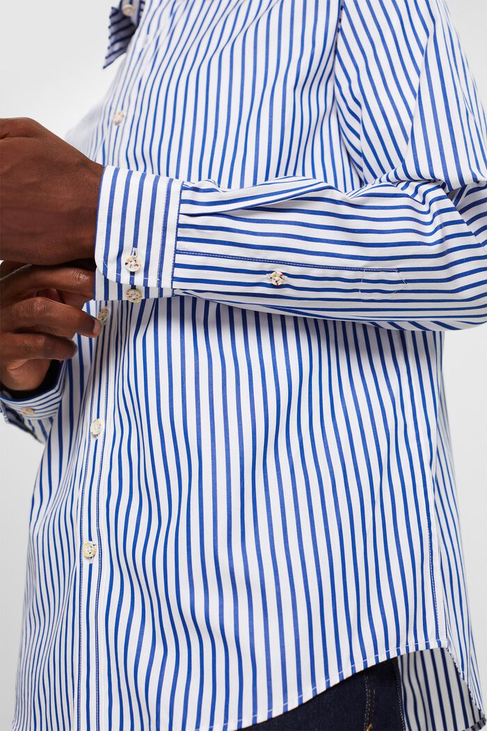 Stribet skjorte i bomuldspoplin, BRIGHT BLUE, detail image number 5