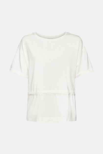 Med TENCEL™: T-shirt med indvendig snor, OFF WHITE, overview