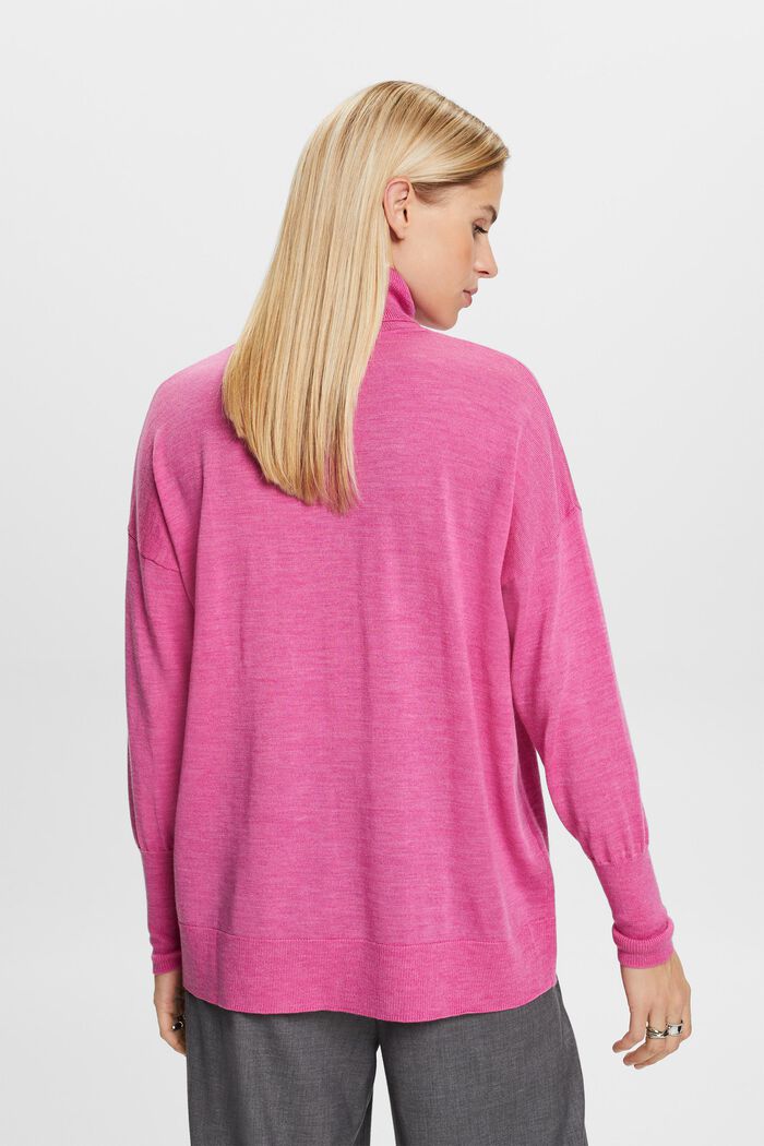 Oversized rullekravesweater i uld, PINK FUCHSIA, detail image number 4