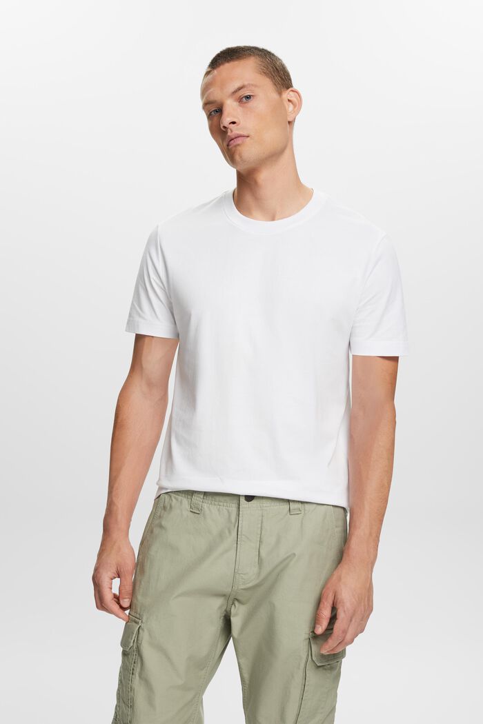 T-shirt i pima-bomuldsjersey med rund hals, WHITE, detail image number 0